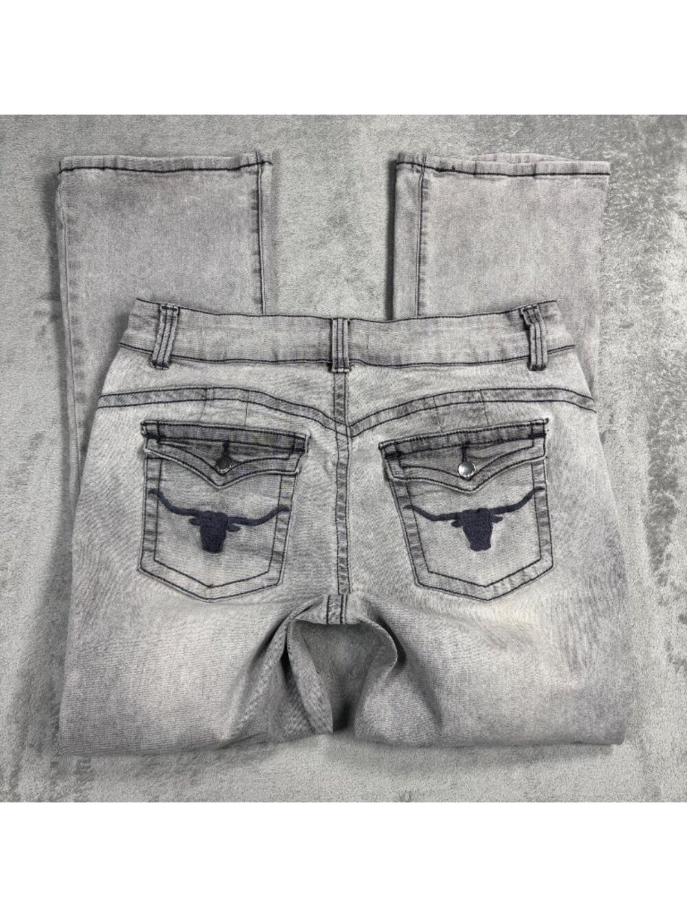 Y2K Grunge Indigo Poppy High Rise Bootcut Jeans Womens 16 Western Washed Gray